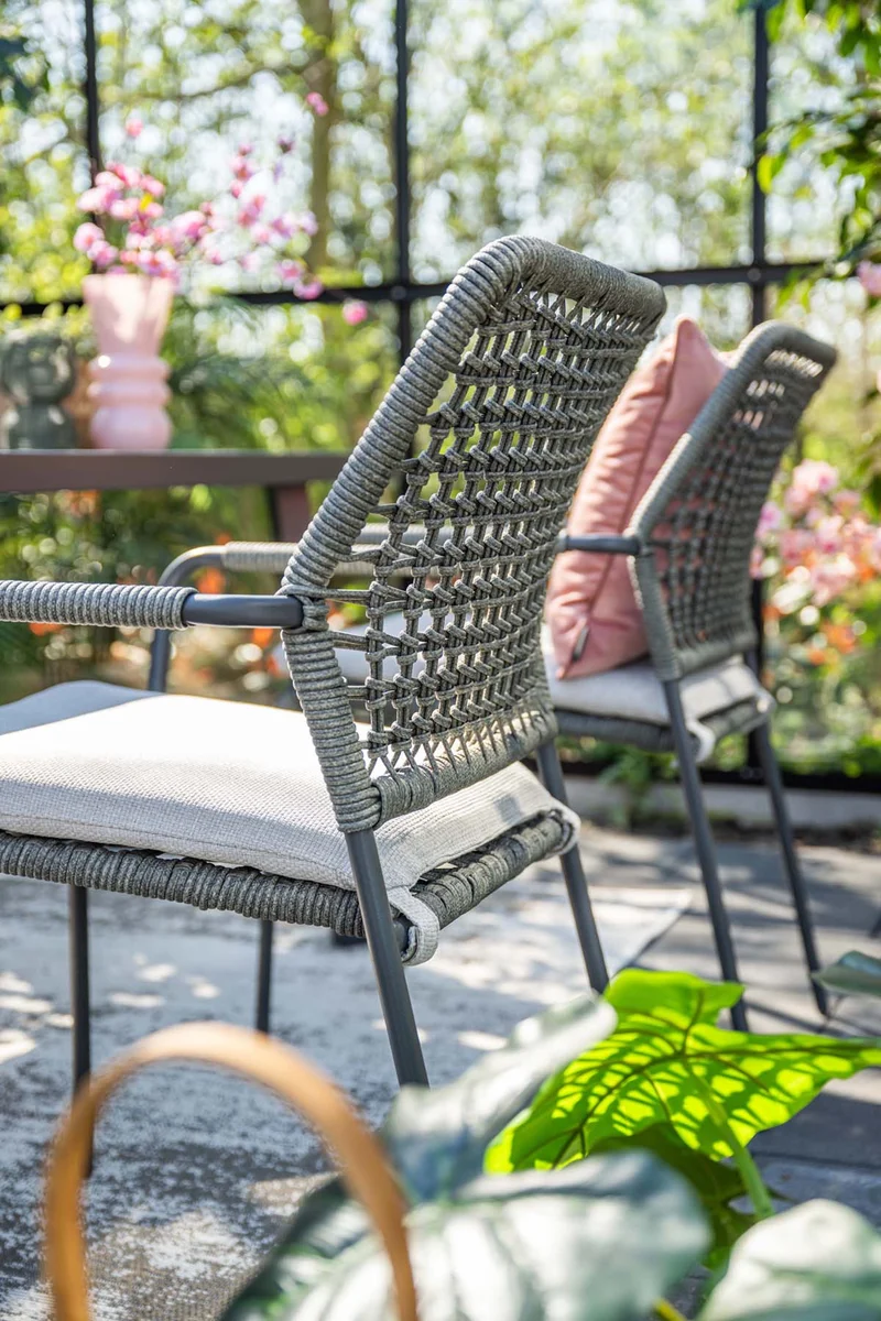 Garden Impressions Swifty tuinstoelen set van 4 – carbon black / rope grey