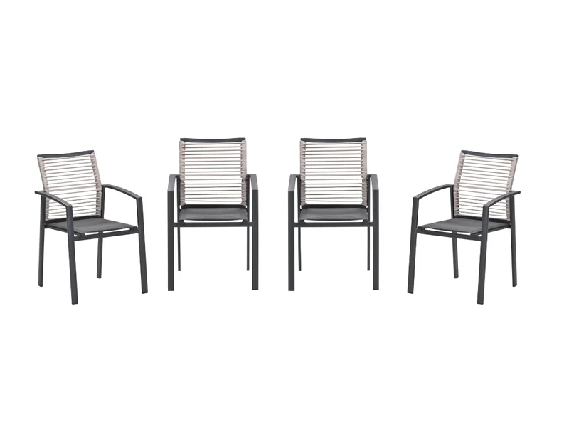 Garden Impressions Cosmo tuinstoelen set van 4 – carbon black / rope natural