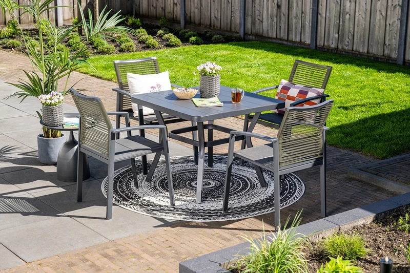 Garden Impressions Cosmo tuinstoelen set van 4 – carbon black / rope natural