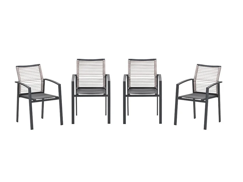 Garden Impressions Cosmo tuinstoelen set van 4 – carbon black / rope natural