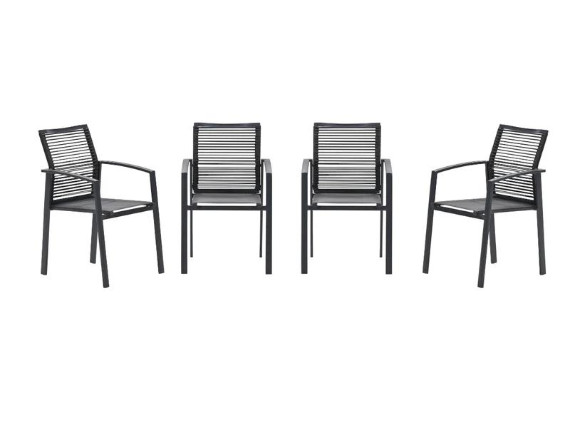 Garden Impressions Cosmo tuinstoelen set van 4 – carbon black / rope dark grey