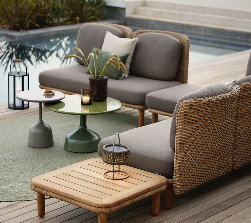 Arch coffee table w/teak table top