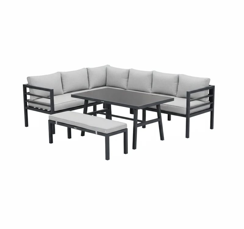 Garden Impressions Bleco II lounge-diningset- carbon black-desert sand
