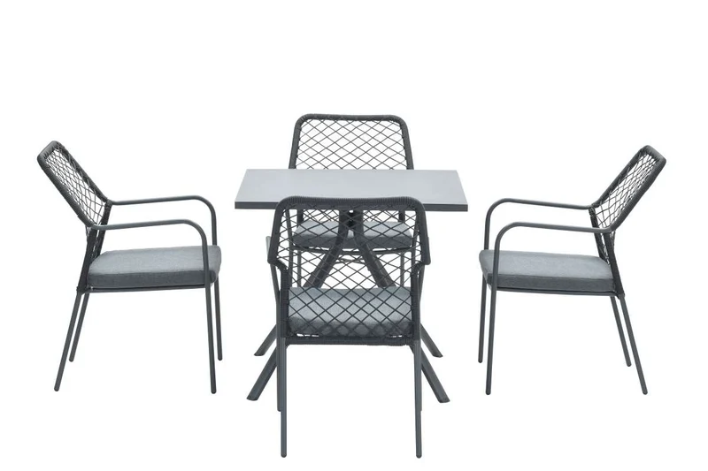 4-persoons tuinset - 4 Dido stoelen zwart - Rimini tafel - Garden Impressions