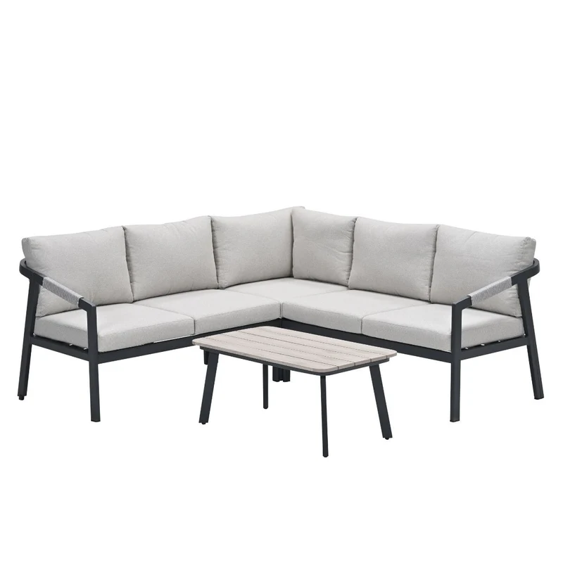 Garden Impressions Terni aluminium lounge hoekset - carbon black - desert sand