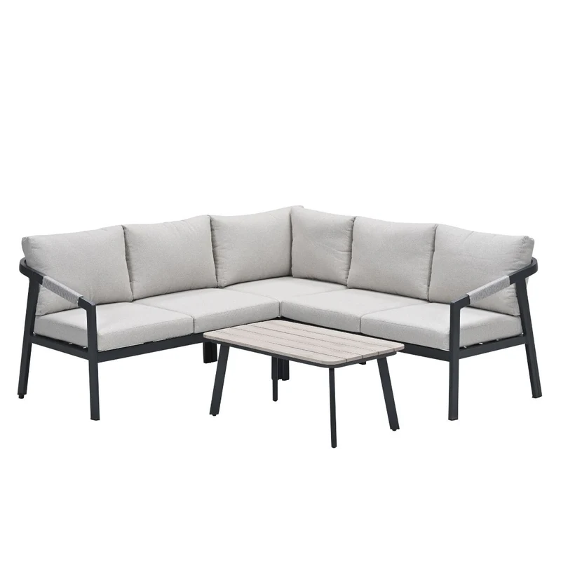 Garden Impressions Terni aluminium lounge hoekset - carbon black - desert sand