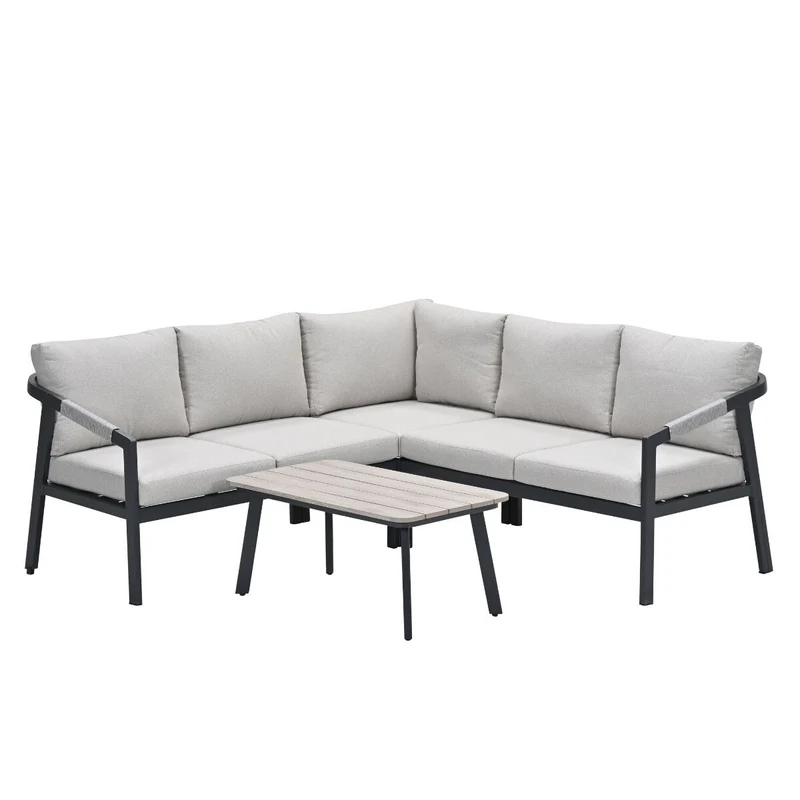 Garden Impressions Terni aluminium lounge hoekset - carbon black - desert sand