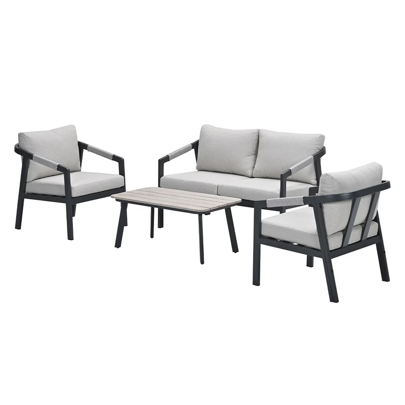 Garden Impressions Terni aluminium lounge sofa set - carbon black - desert sand