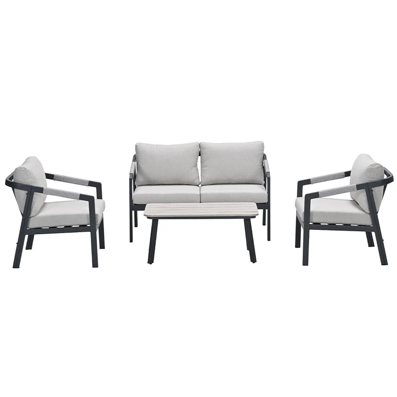 Garden Impressions Terni aluminium lounge sofa set - carbon black - desert sand