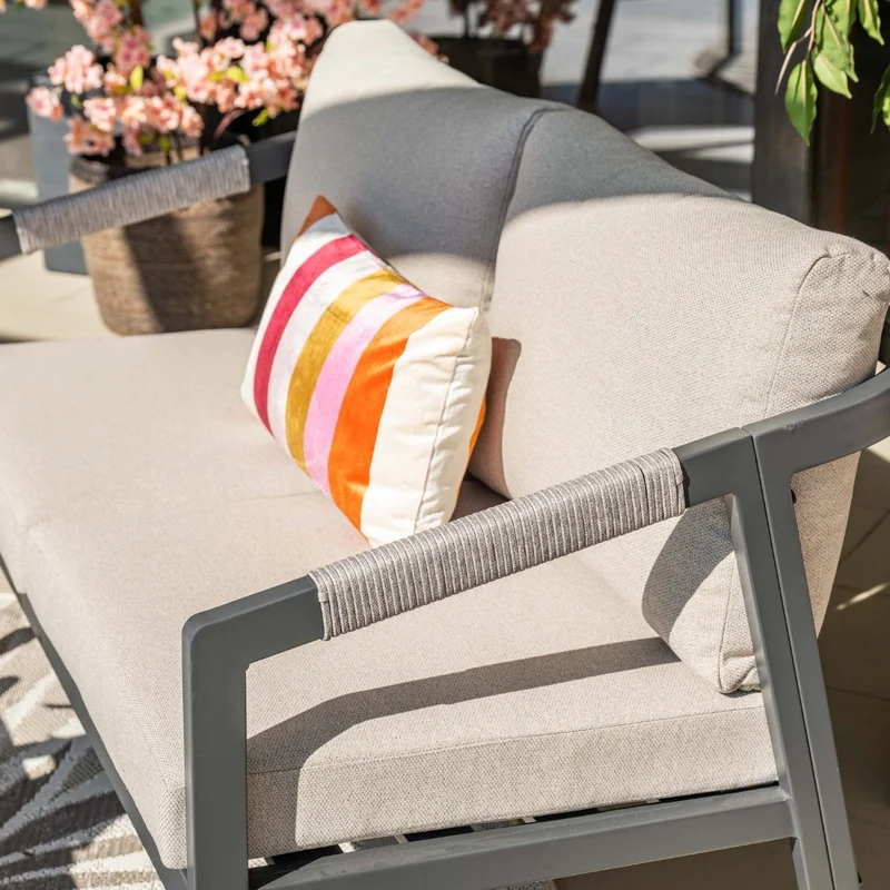 Garden Impressions Terni aluminium lounge sofa set - carbon black - desert sand