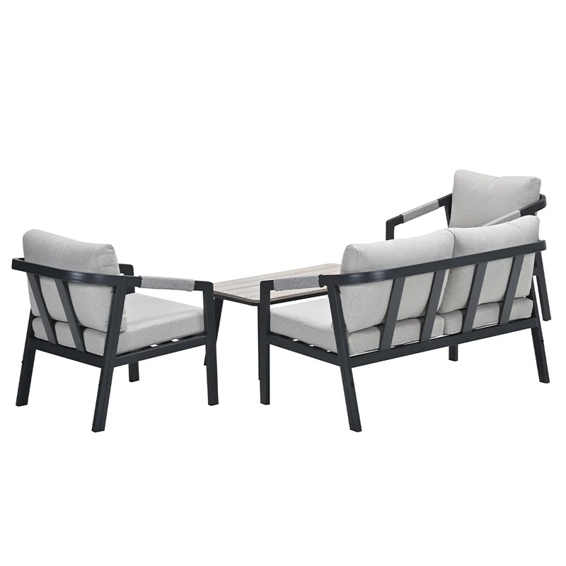 Garden Impressions Terni aluminium lounge sofa set - carbon black - desert sand