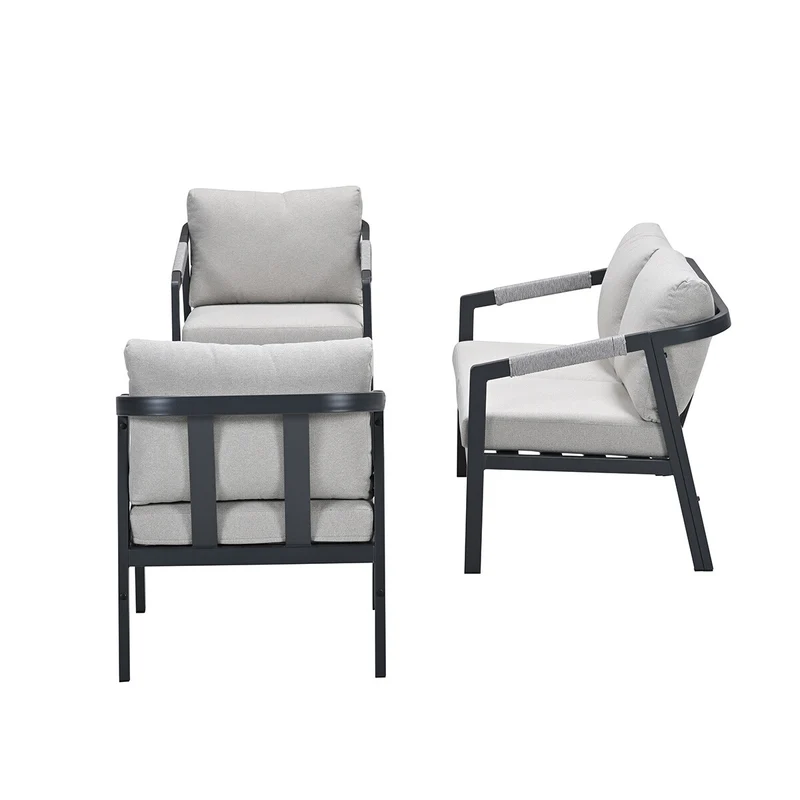 Garden Impressions Terni aluminium lounge sofa set - carbon black - desert sand