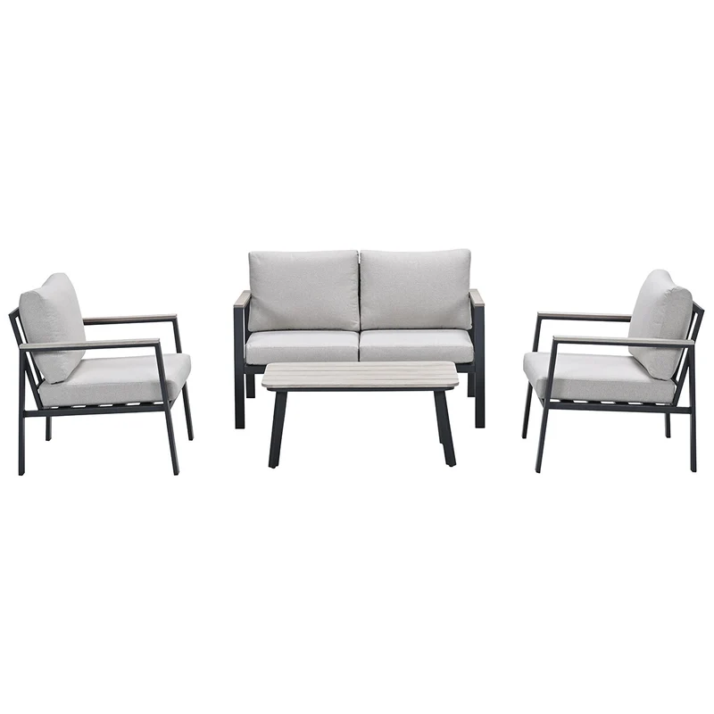 Garden Impressions Ricca aluminium loungeset - carbon black - desert sand