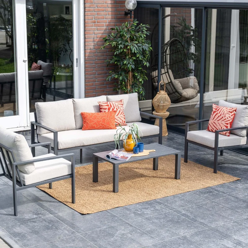 Garden Impressions Springs aluminium loungeset - carbon black - desert sand