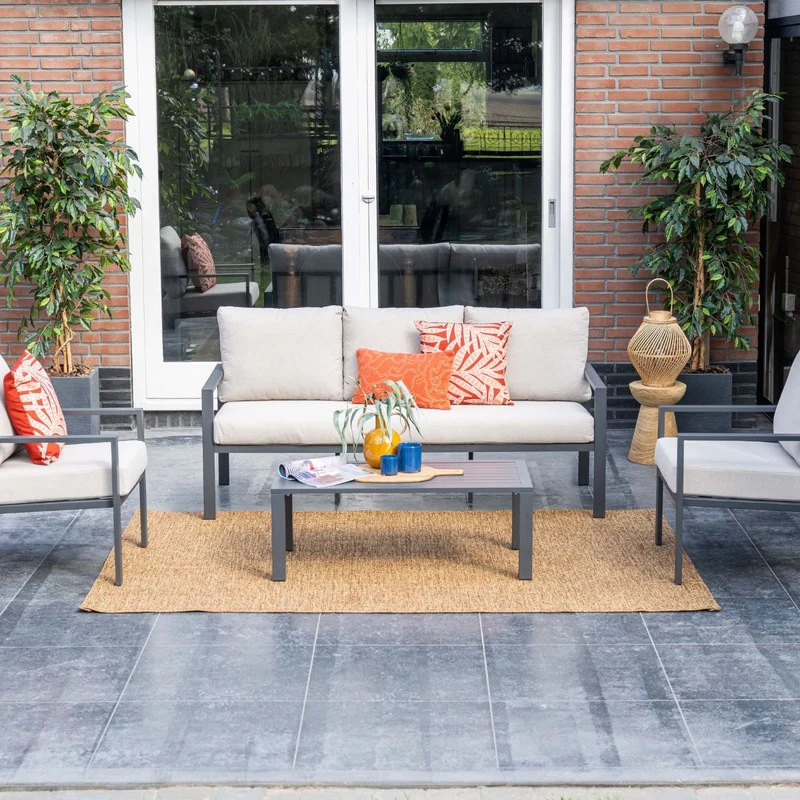 Garden Impressions Springs aluminium loungeset - carbon black - desert sand