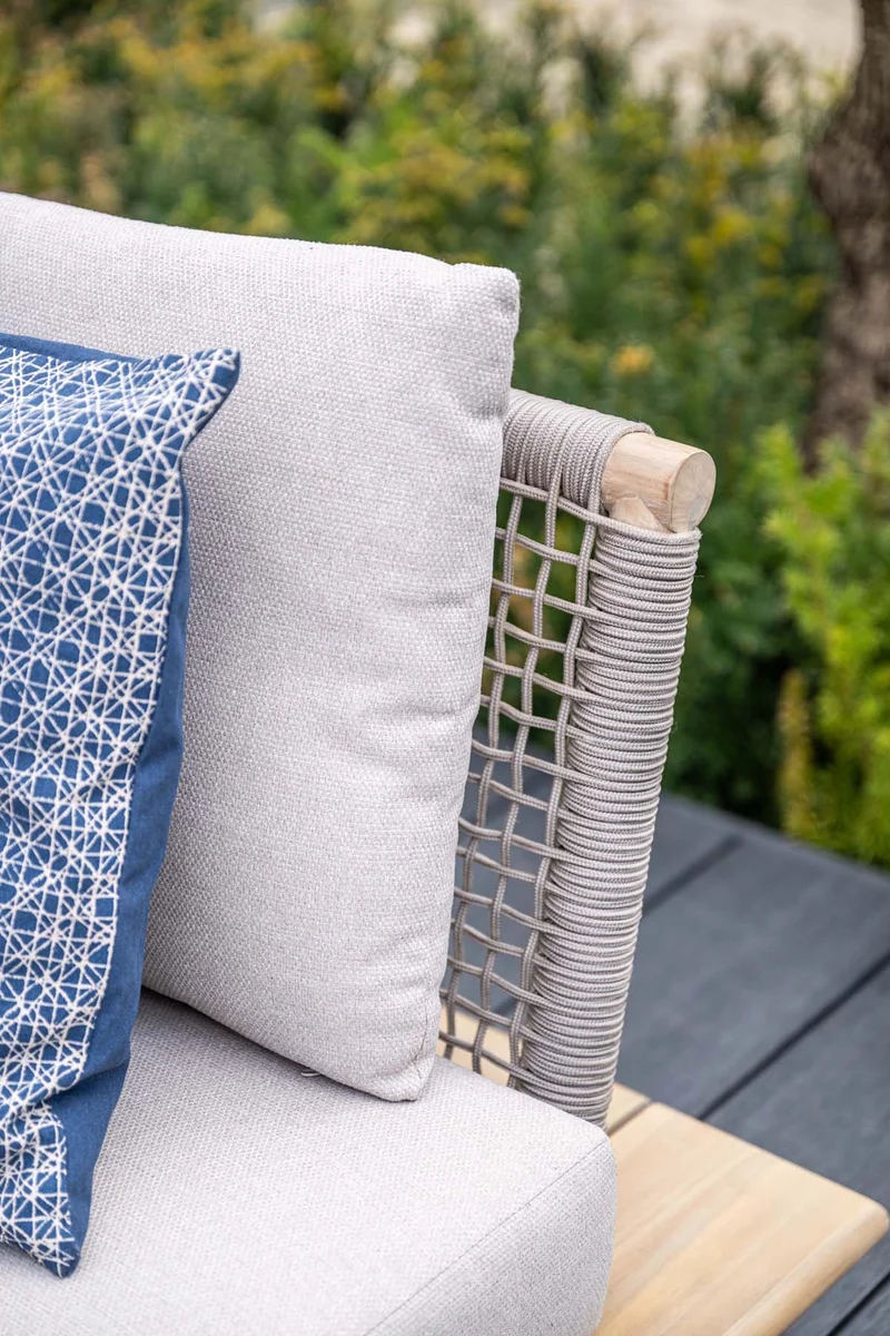 Lunar lounge fauteuil - acaciahout met white wash - rope taupe - grey sand