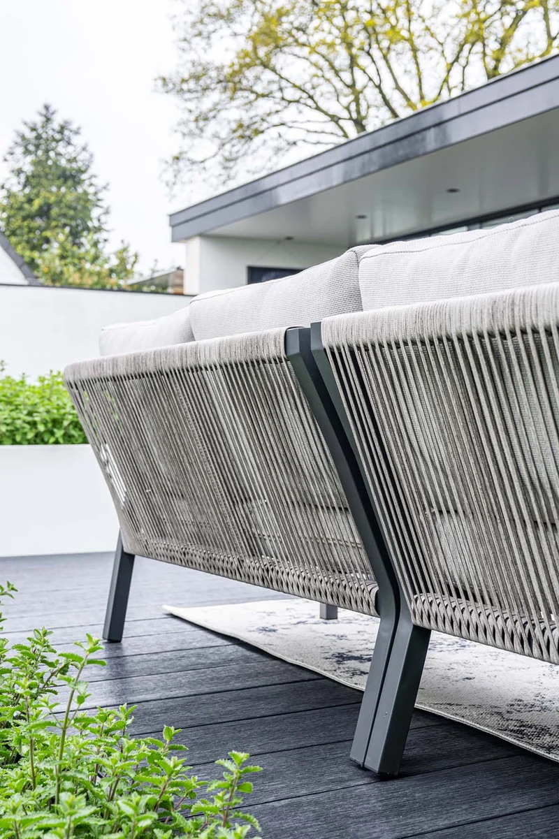Monti lounge-diningset - 5-delig - carbon black - rope taupe - valley sand