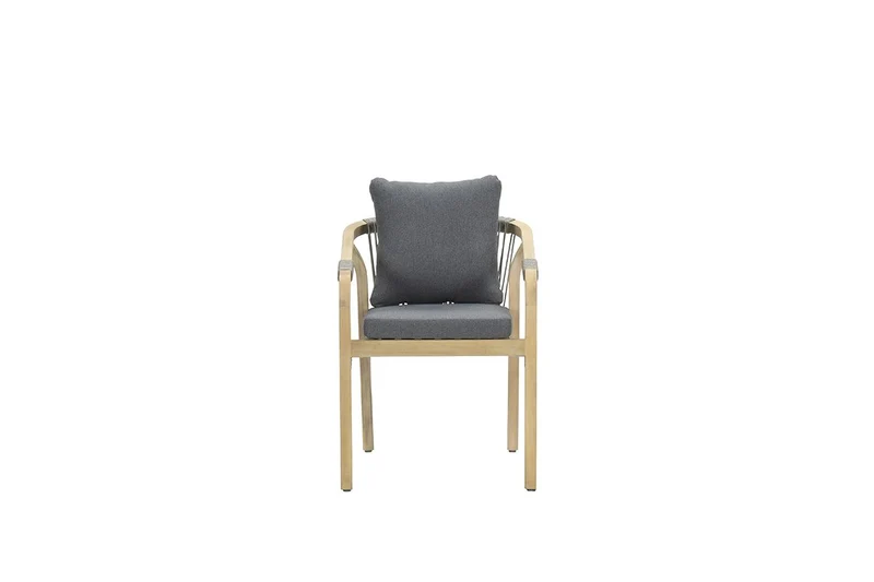 Santos dining fauteuil - acaciahout met white wash - rope donker grijs - mystic grey