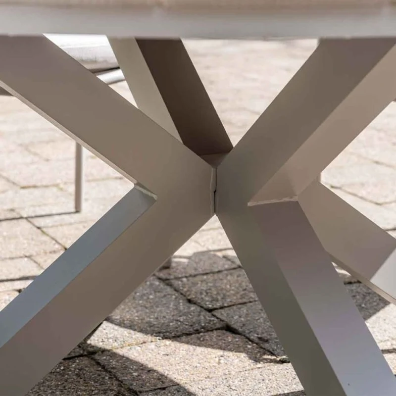 Osborne verstelbare tuinset 6-delig vintage willow met Edison tuintafel rond 148 cm light teak vironwood