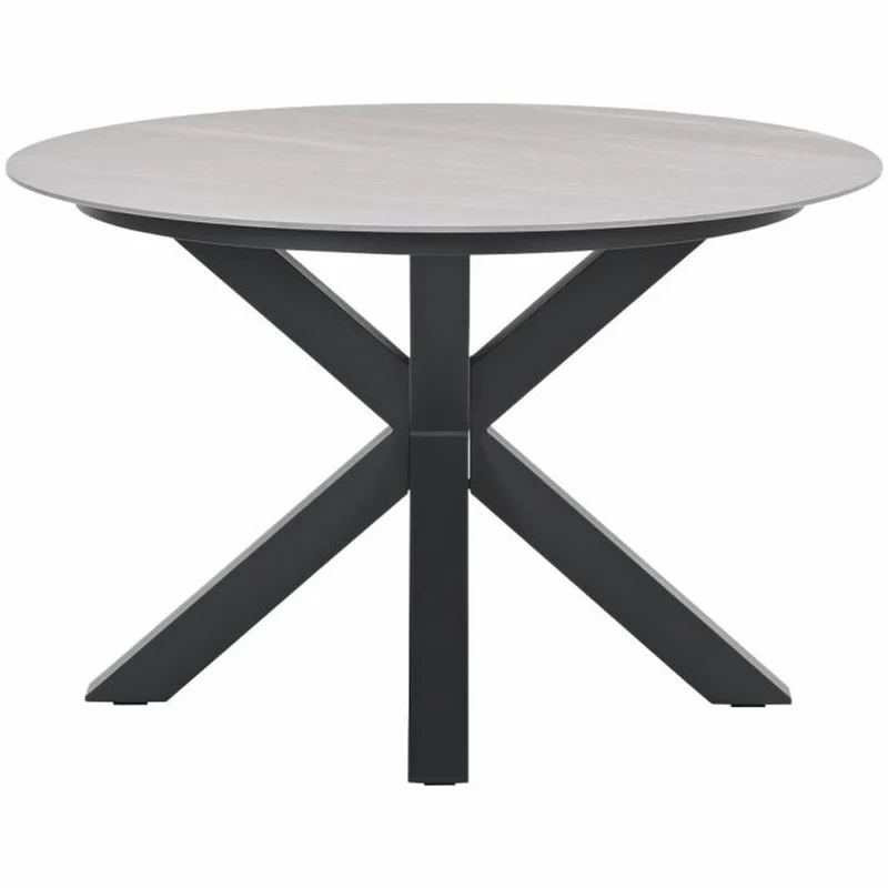 Toulon tuinset 5-delig carbon black met Lowland tuintafel rond 120 cm napoli sand