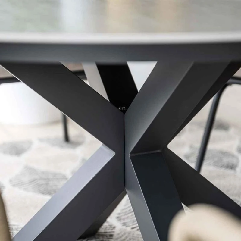 Toulon tuinset 6-delig carbon black met Lowland tuintafel rond 150 cm napoli sand