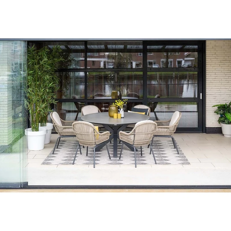 Lowland tuintafel rond 150 cm carbon black