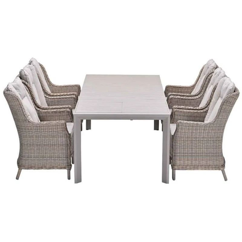 Osborne tuinset 7-delig vintage willow met Latina uitschuifbare tuintafel 180/230x100 cm taupe