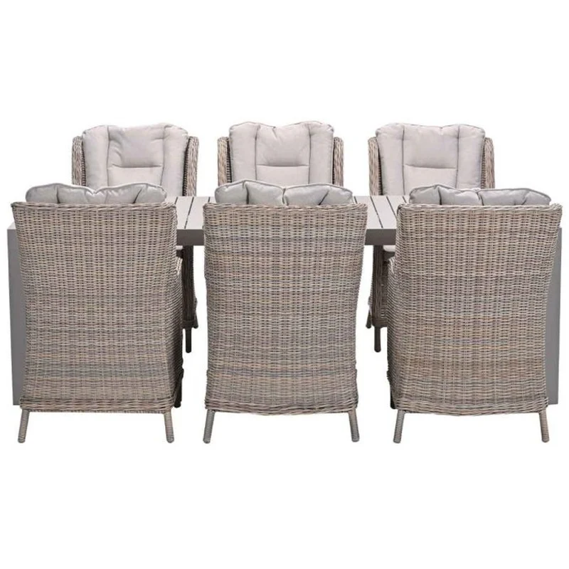 Osborne tuinset 7-delig vintage willow met Latina uitschuifbare tuintafel 180/230x100 cm taupe