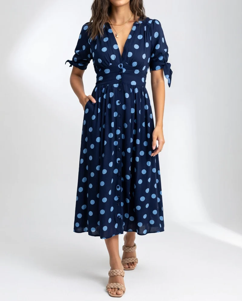 Elegantes Midikleid mit Punkte-Muster