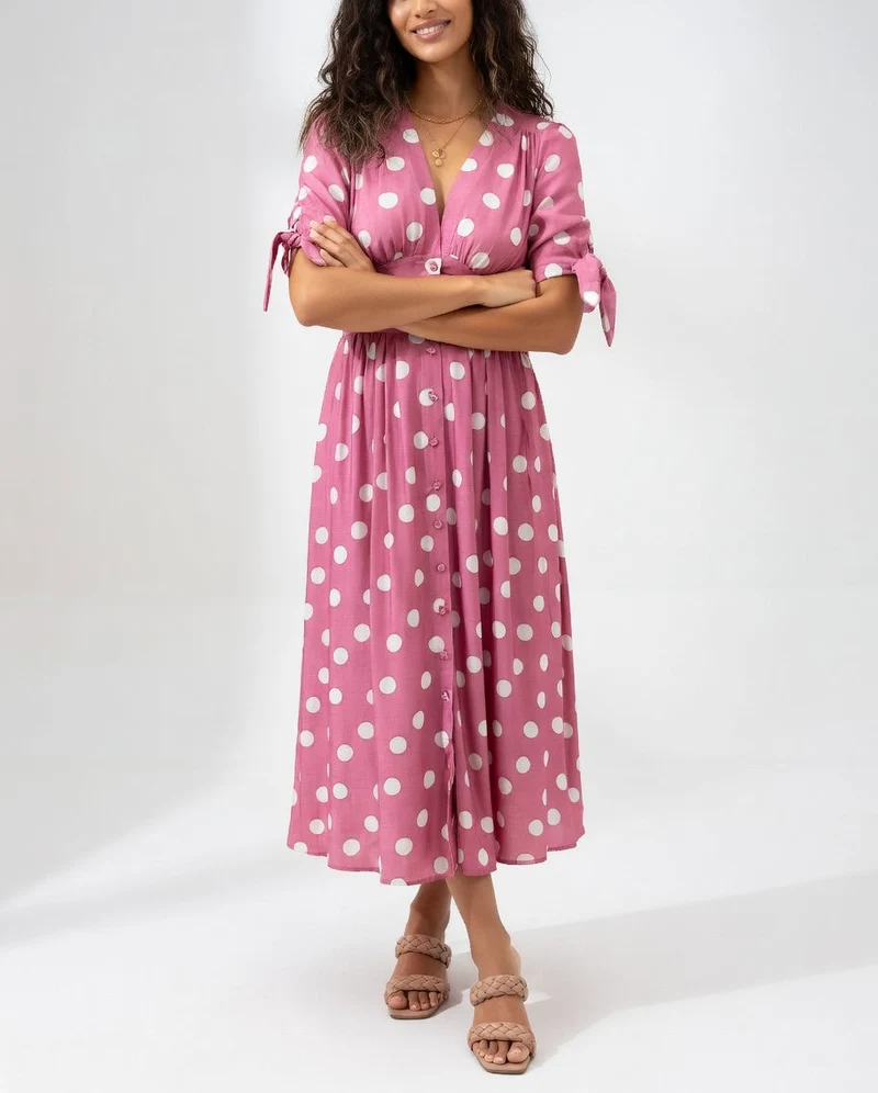 Elegantes Midikleid mit Punkte-Muster