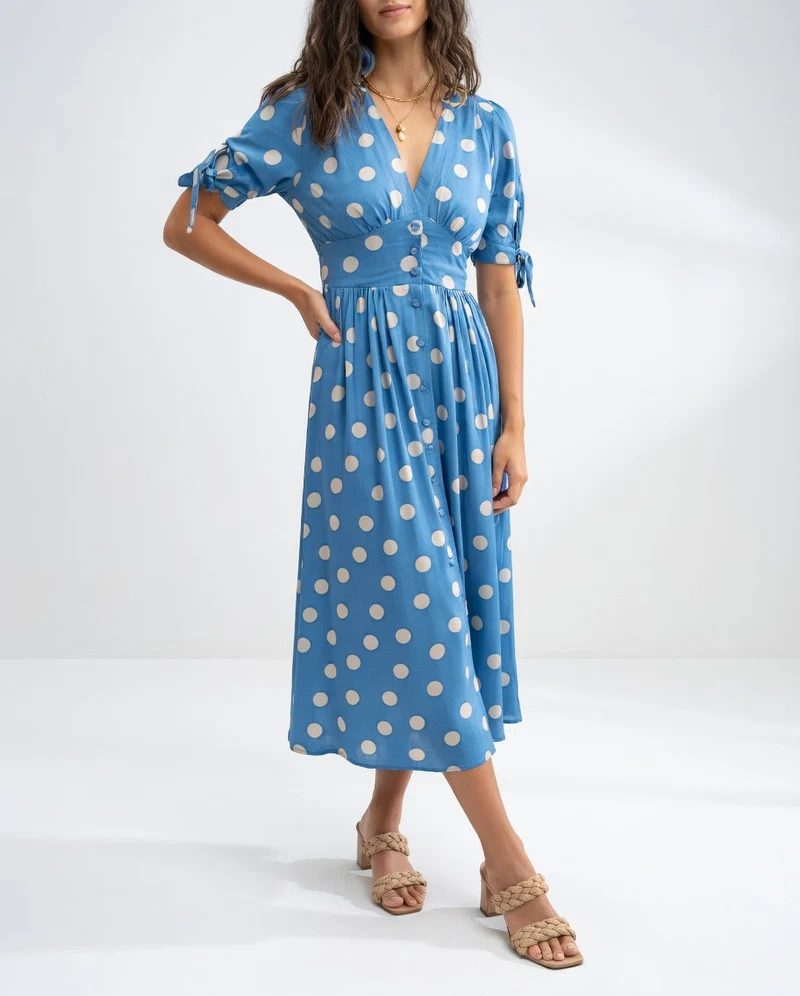 Elegantes Midikleid mit Punkte-Muster