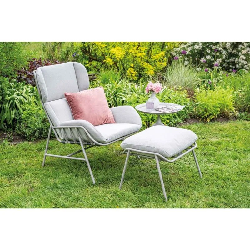 Livorno loungestoel incl. voetenbank taupe