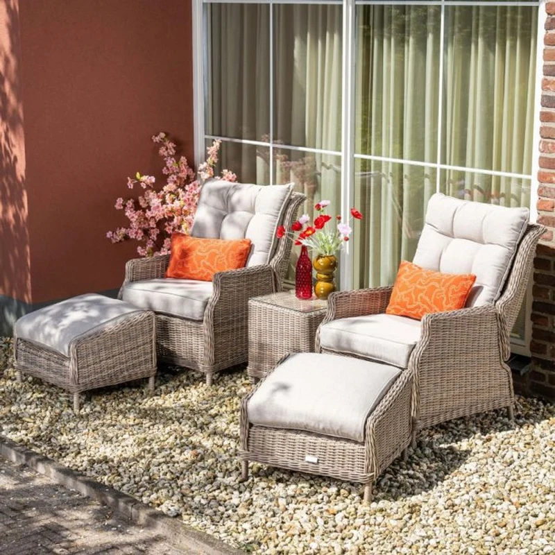 Veracruz verstelbare relaxstoelen incl. voetenbank desert sand
