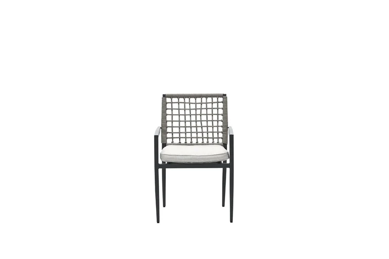 Florance dining fauteuil - carbon black - rope taupe - desert sand