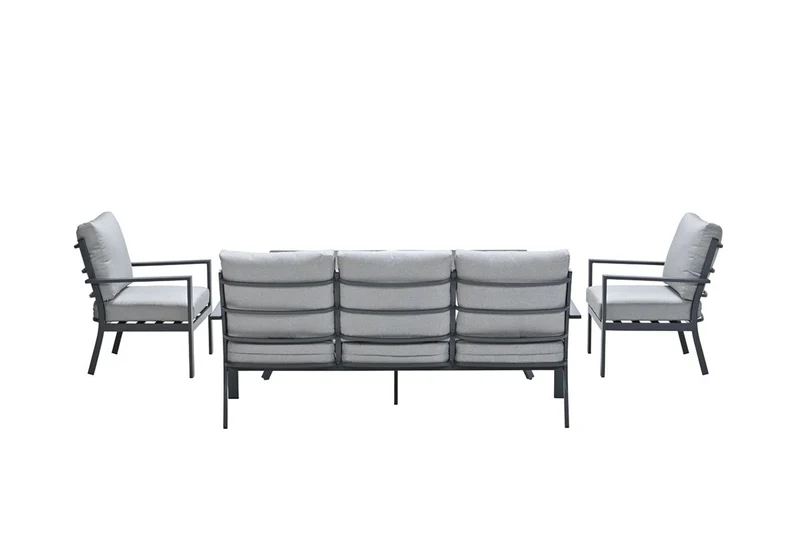 Sergio lounge-dining sofa set - 4-delig - carbon black - licht grijs