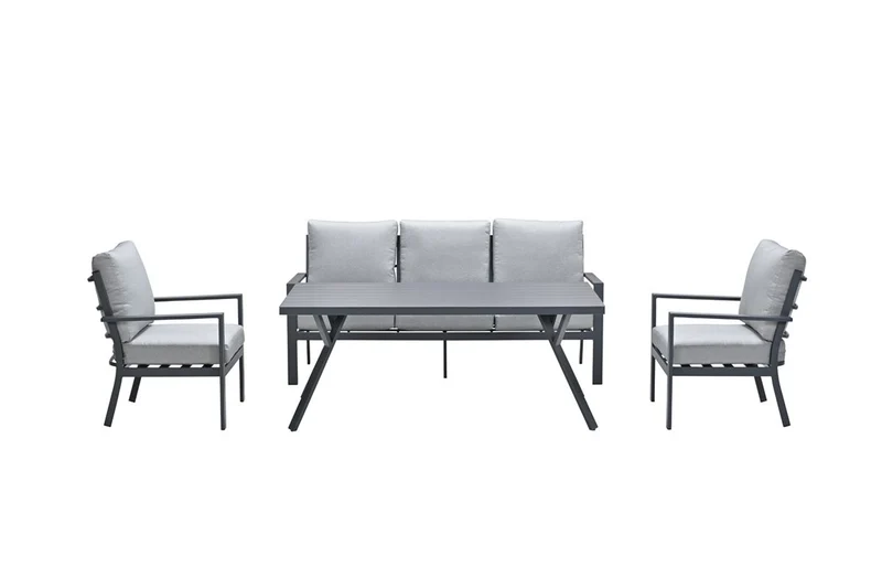 Sergio lounge-dining sofa set - 4-delig - carbon black - licht grijs