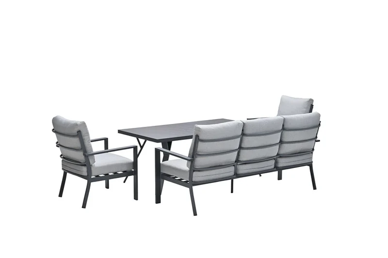 Sergio lounge-dining sofa set - 4-delig - carbon black - licht grijs