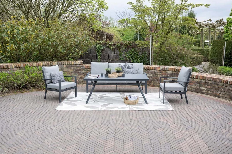 Sergio lounge-dining sofa set - 4-delig - carbon black - licht grijs