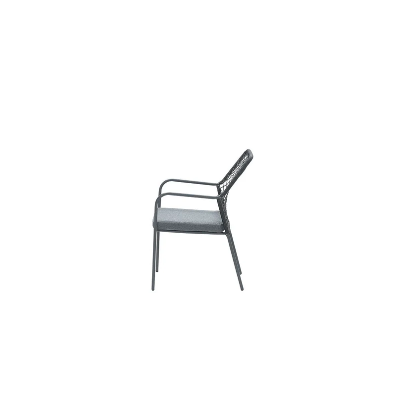 Dido dining fauteuil - carbon black - rope zwart - mystic grey