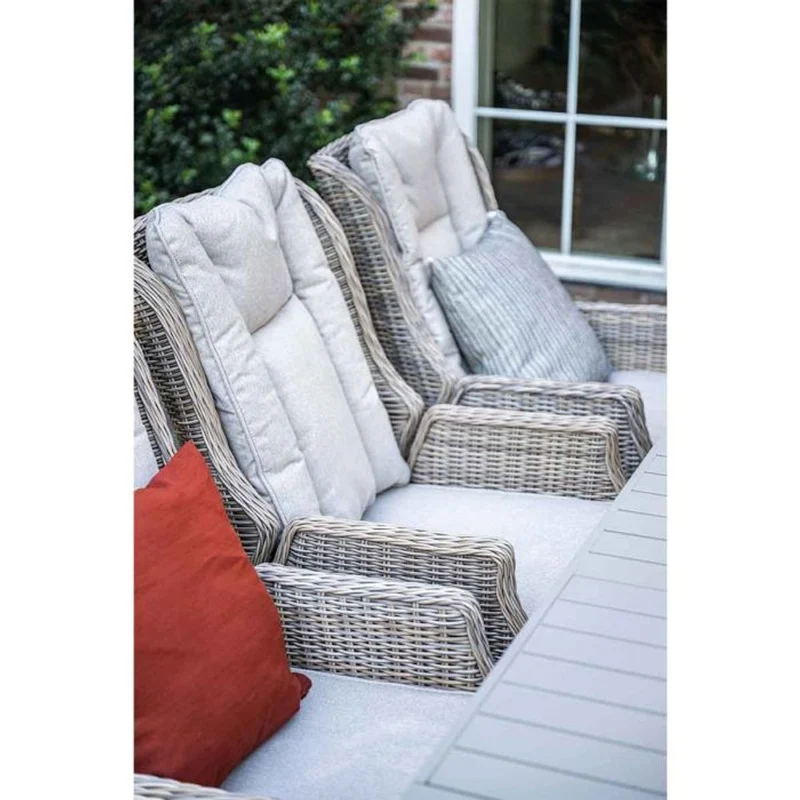 Osborne verstelbare tuinset 7-delig vintage willow met Latina uitschuifbare tuintafel 180/230x100 cm taupe