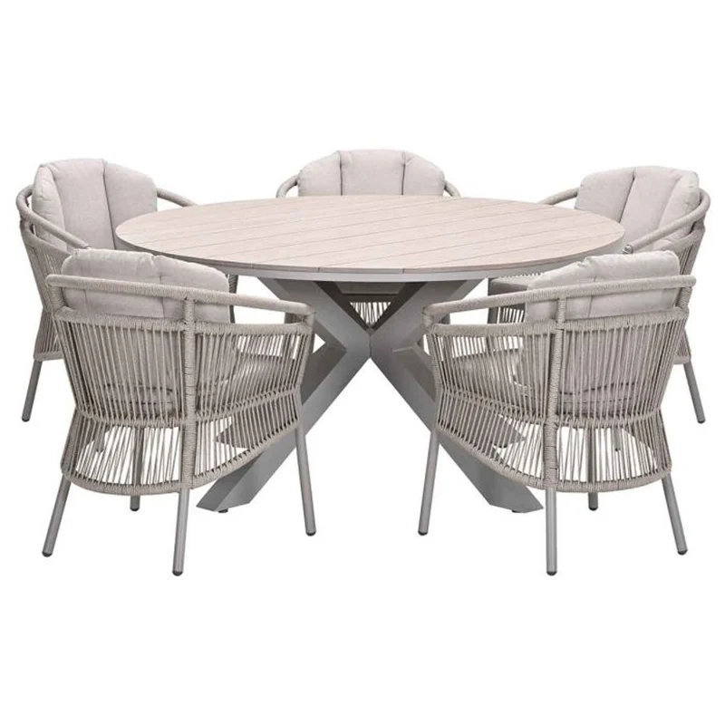 Porto tuinset 6-delig - Edison ronde tuintafel Ø148 cm