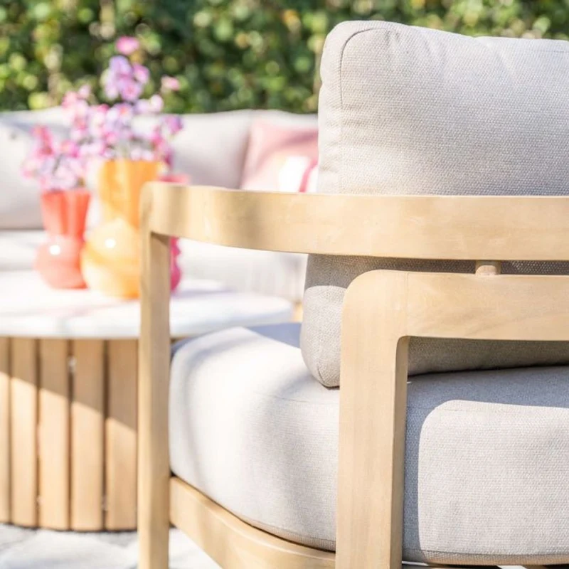 Garden Impressions Ibiza lounge-dining set 2-delig rechts acacia white wash grijs zand