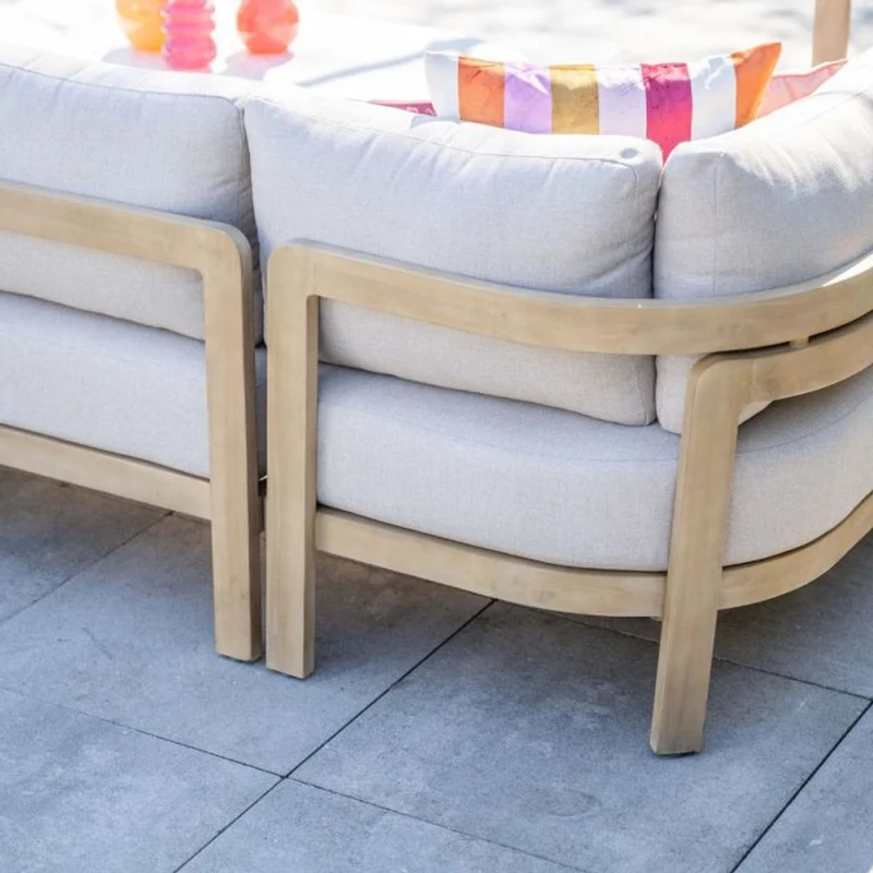 Garden Impressions Ibiza lounge-dining set 2-delig rechts acacia white wash grijs zand