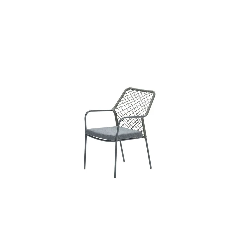 Dido dining fauteuil - carbon black - rope mosgroen - mystic grey