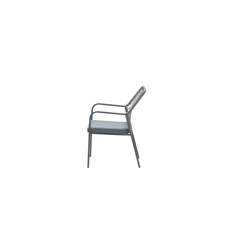 Dido dining fauteuil - carbon black - rope mosgroen - mystic grey