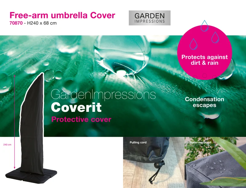 Coverit vrijstaande parasolhoes - 240x68 cm