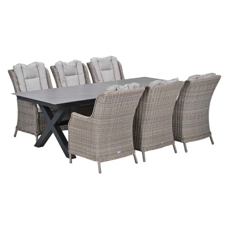 Osborne tuinset 7-delig Vintage Willow - Centostone Napoli Sand tuintafel 240x100 cm