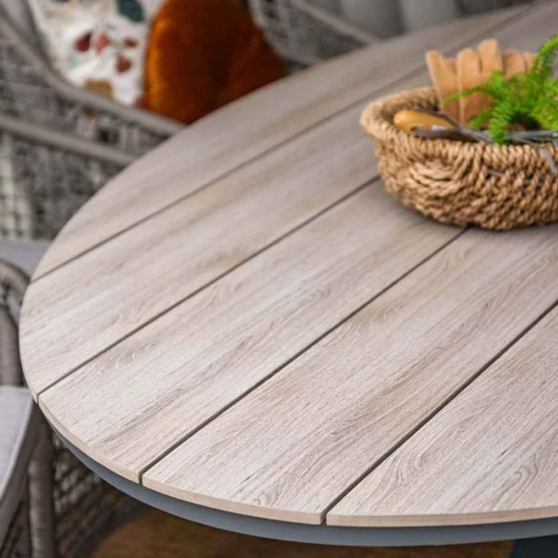 Margriet tuinset 9-delig bruin met Edison tuintafel ovaal 280x140 cm light teak vironwood