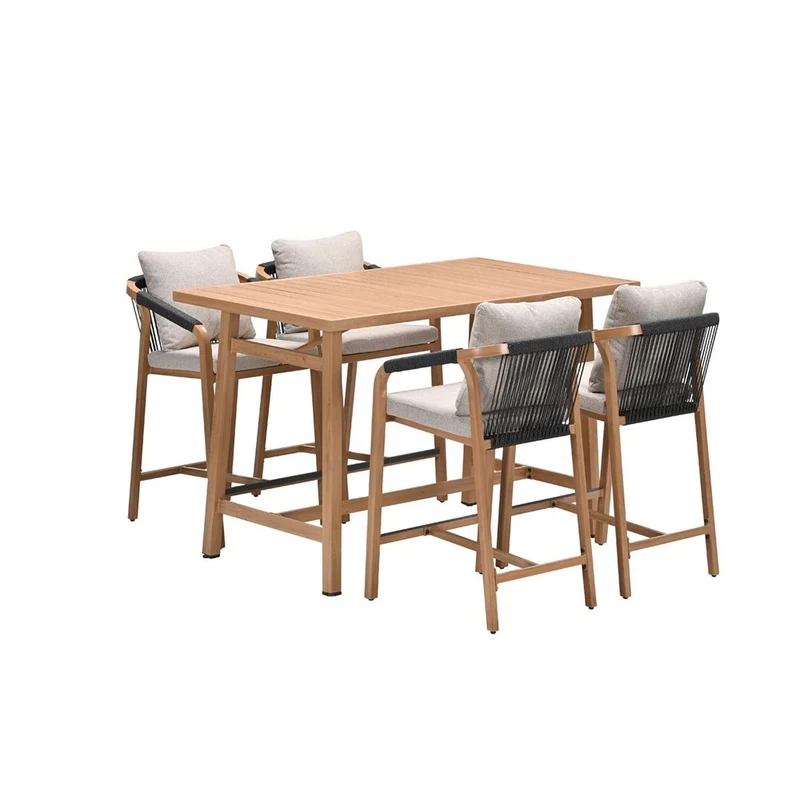 Garden Impressions Monti barset 5-delig- light teaklook rope lava zwart gobi sand