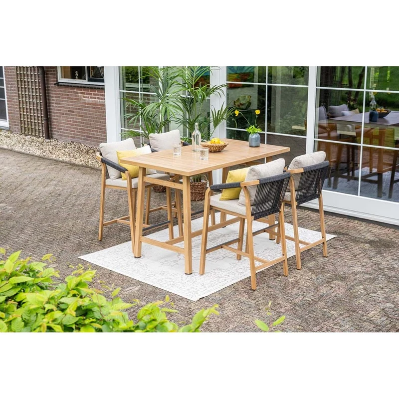 Garden Impressions Monti barset 5-delig- light teaklook rope lava zwart gobi sand